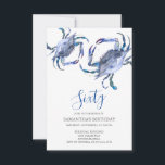 Beach 60th Birthday  Invitations<br><div class="desc">Do Tell A Belle's beach 60th Birthday invitation frames your event details with a top boarder of blue watercolor crabs. A matching color adorns the back of your invitation. A beachy chic yet modern choice for your Birthday party or crab boil. Words can be changed to read 50th, 70th, 80th,...</div>
