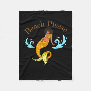 Beach a mermaid funny black mermaids women girls fleece blanket