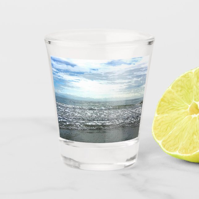 Beach Abstract Artistic Nautical Gift Favor  Shot Glass (Front)