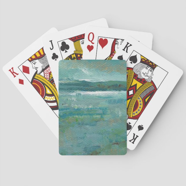 Beach Abstract Coastal Ocean Teal Painting Poker Cards (Back)