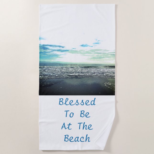Beach Abstract Photo Template Typography Blue Whit Towel (Front)