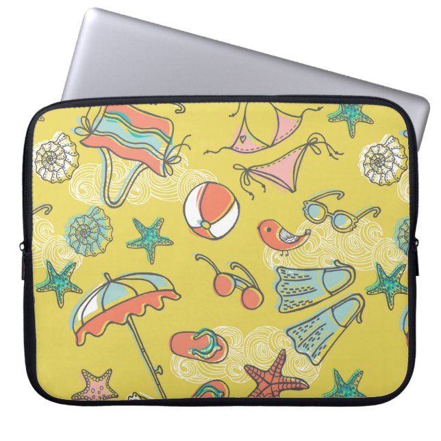beach accessories. seamless pattern laptop sleeve (Front)