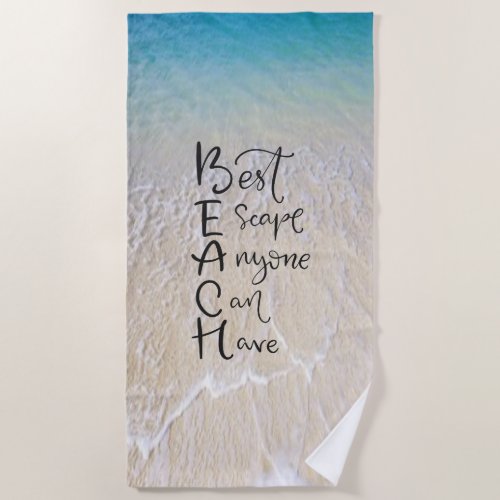 BEACH Acronym Fun Font With Ocean Waves On Beach Towel