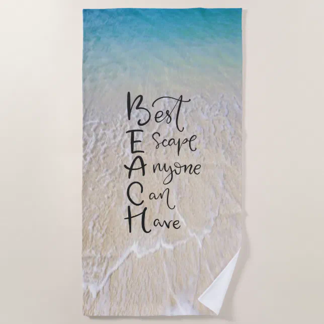 beach-acronym-fun-font-with-ocean-waves-on-beach-towel-zazzle