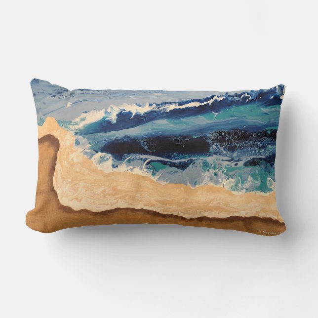 Beach Acrylic Pour Art Pillow (Front)