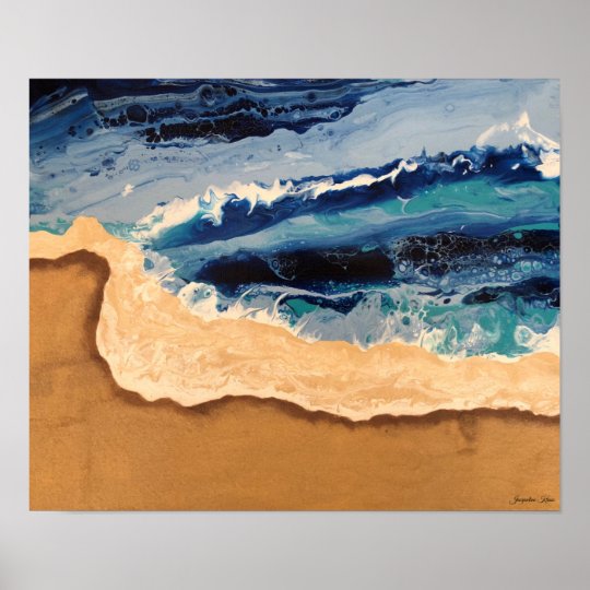 Beach Acrylic Pour Art Poster | Zazzle.com