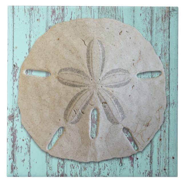 Beach Aesthetic Sand Dollar Decor Ceramic Tile (Front)