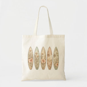 Beach Aesthetic, Vintage Surfboard Tropical Island Tote Bag