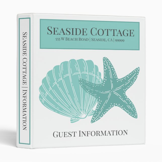 Beach Airbnb Vacation Rental Guest Info Welcome 3 Ring Binder (Front/Spine)