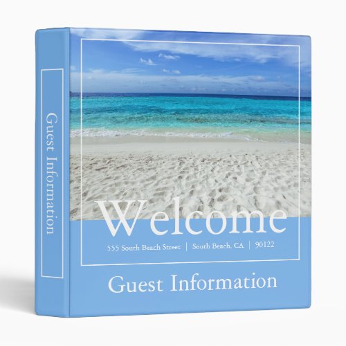Beach Airbnb Vacation Rental Guest Information 3 Ring Binder