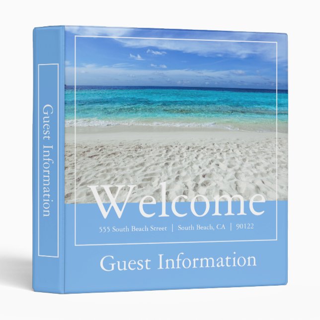 Beach Airbnb Vacation Rental Guest Information 3 Ring Binder (Front/Spine)