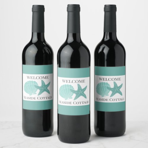 Beach Airbnb Vacation Rental Personalized Wine Label