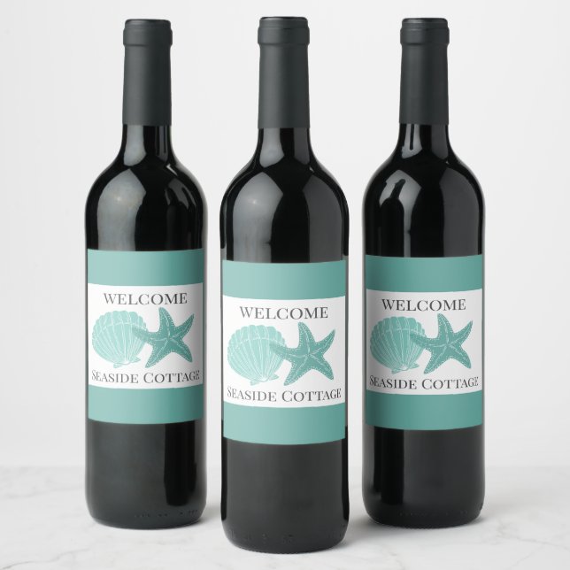 Beach Airbnb Vacation Rental Personalized Wine Label (Bottles)