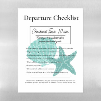Beach Airbnb Vacation Rental Sign Checkout Magnetic Dry Erase Sheet