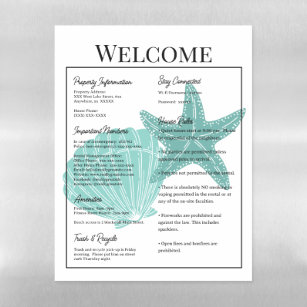 Beach Airbnb Vacation Rental Welcome House Rules Magnetic Dry Erase Sheet
