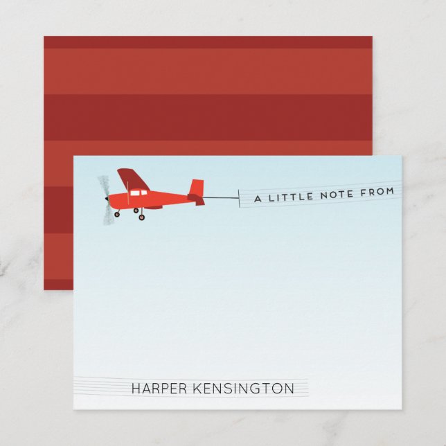 Beach Airplane Banner Personal Stationery Invitation (Front/Back)