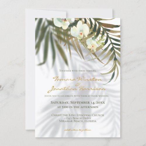 Beach All In One Tropical Palms Shadows Wedding  Invitation