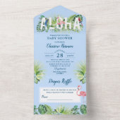 Beach Aloha Light Blue Baby Shower Diaper Raffle All In One Invitation (Inside)