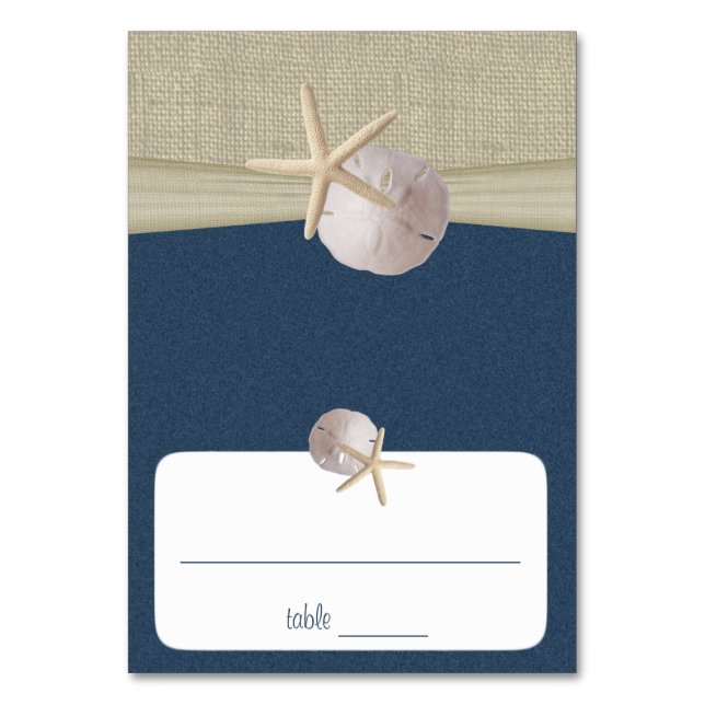 Beach Amore' Navy Blue Seating Card (Front)