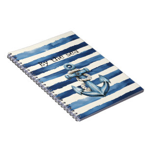 Beach Anchor Blue Stripes Notebook
