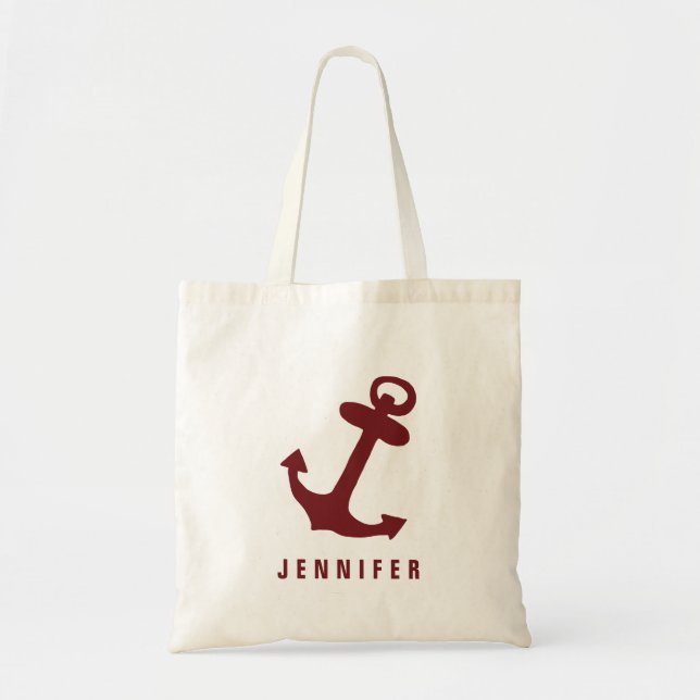 Beach Anchor Custom Name Tote Bag (Front)