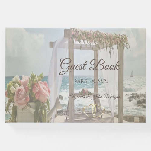 Beach Anchor Flowers Rustic Guest Book