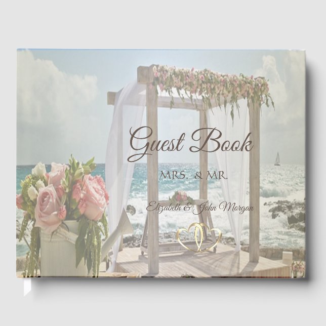 Beach Anchor Flowers Rustic Guest Book (Front)