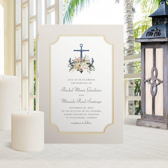 Beach Anchor Nautical Wedding Foil Invitation (Creator Uploaded)
