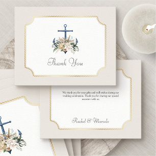 Beach Anchor Nautical Wedding Thank You Card