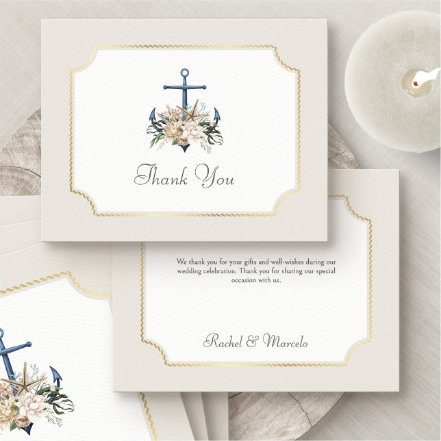 Beach Anchor Nautical Wedding Thank You Card (Creator Uploaded)