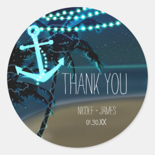 Beach Anchor & Palm Trees Wedding Favor Stickers