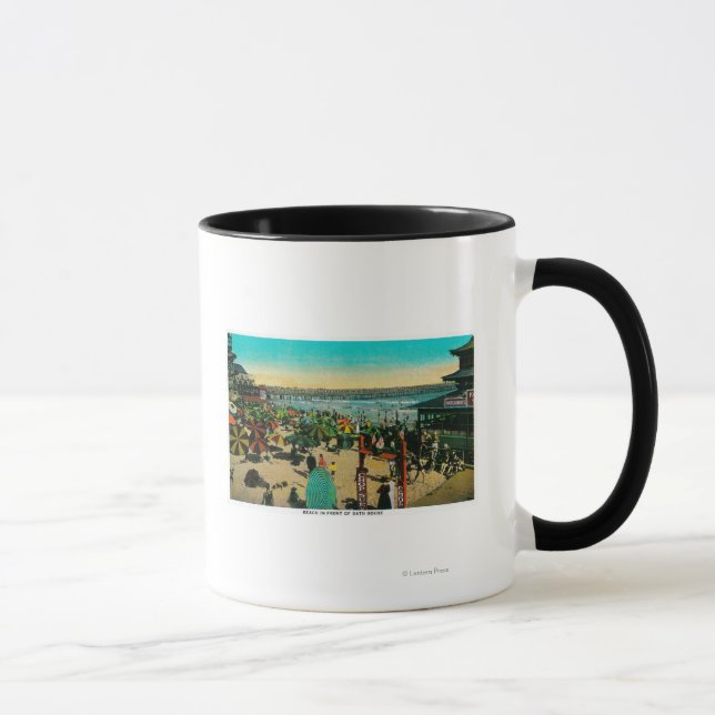 Beach and Bath House, Long BeachLong Beach, CA Mug (Right)