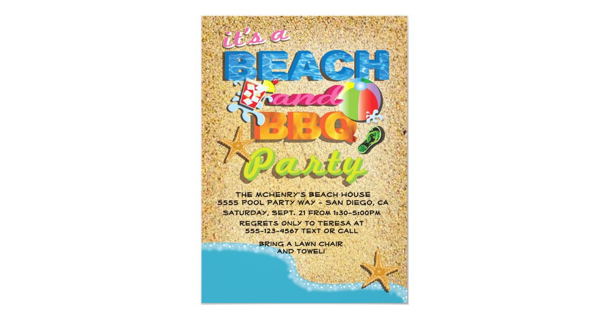 Beach and BBQ Party Invitations | Zazzle.com