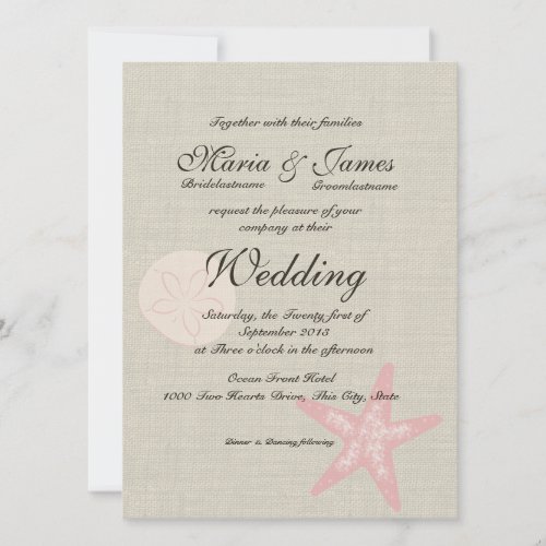 Beach and Burlap Destination Wedding Personalized Invites