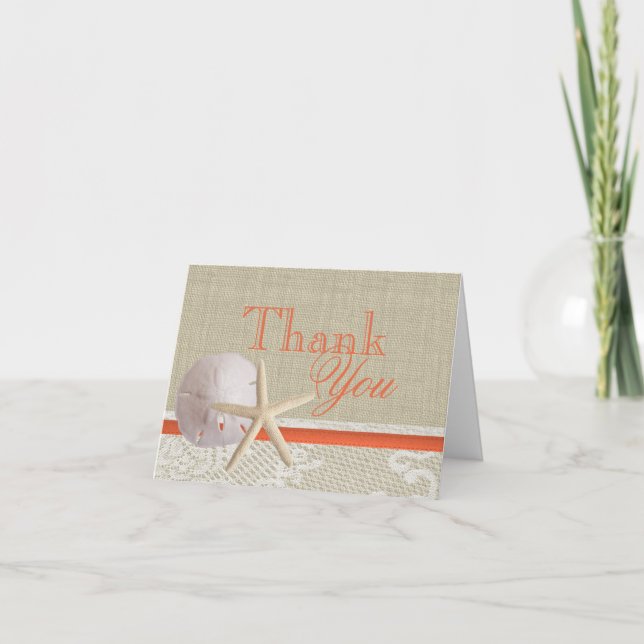 Beach and Burlap Thank You Card (Front)