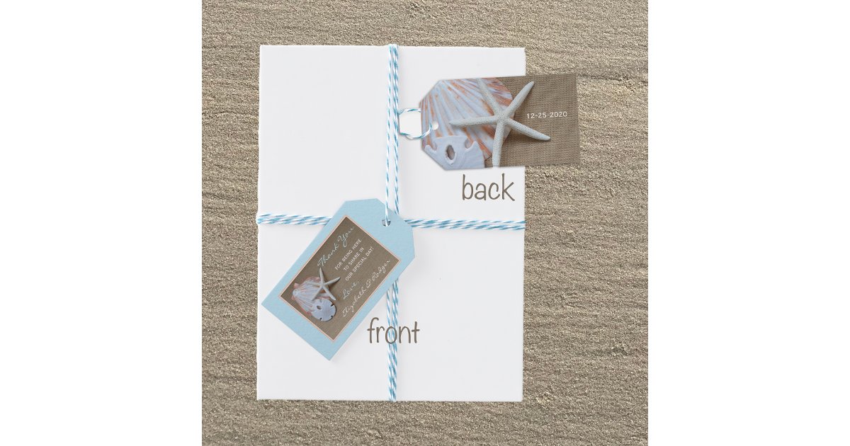 Beach and Burlap Wedding Thank You Favor Gift Tags | Zazzle