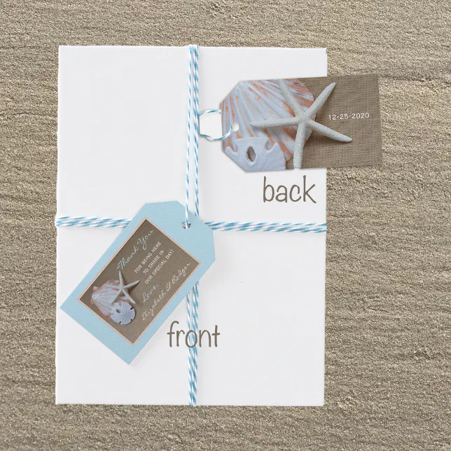 Beach and Burlap Wedding Thank You Favor Gift Tags | Zazzle