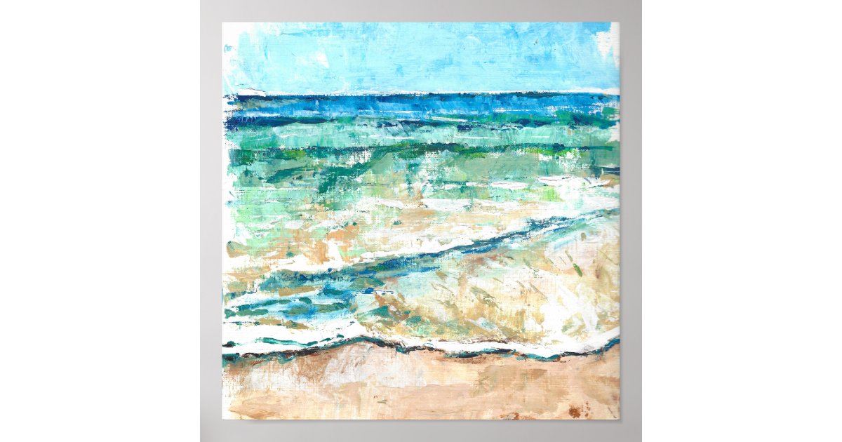 Beach And Coastal Sea And Sand Abstract Painting Poster Zazzle