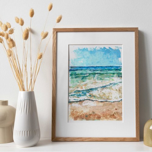 Beach And Coastal Sea And Sand Abstract Painting Poster