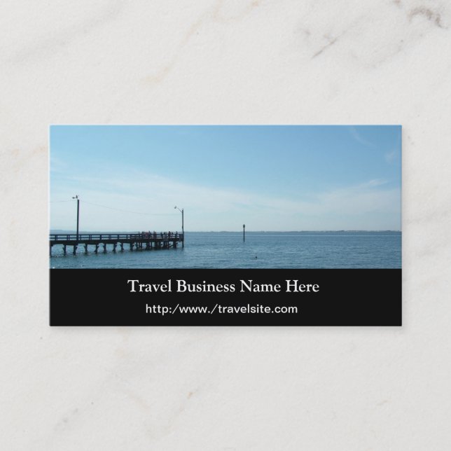 Beach and deck, travel business card (Front)