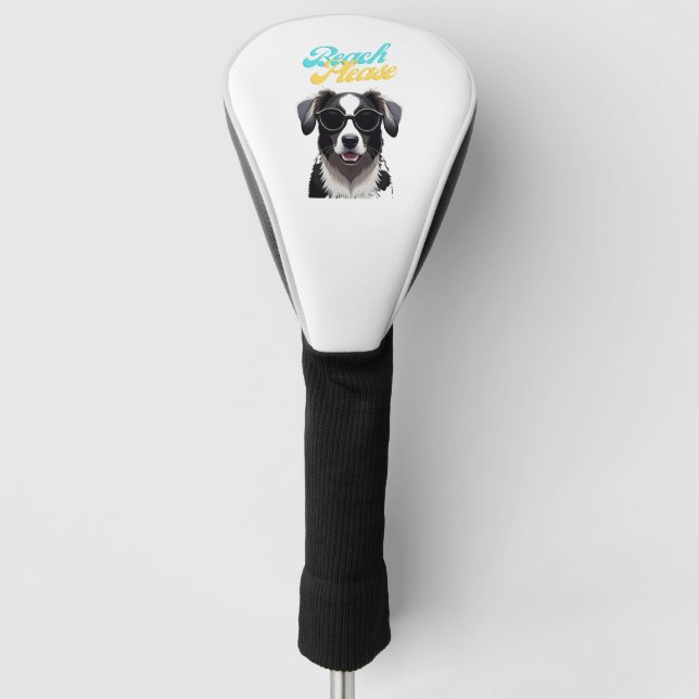 Beach and Dogs Golf Head Cover (Front)