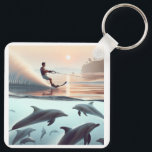 Beach and dolphins keychain<br><div class="desc">Beach dolphins and slalom.</div>