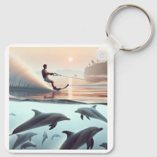 Beach and dolphins keychain