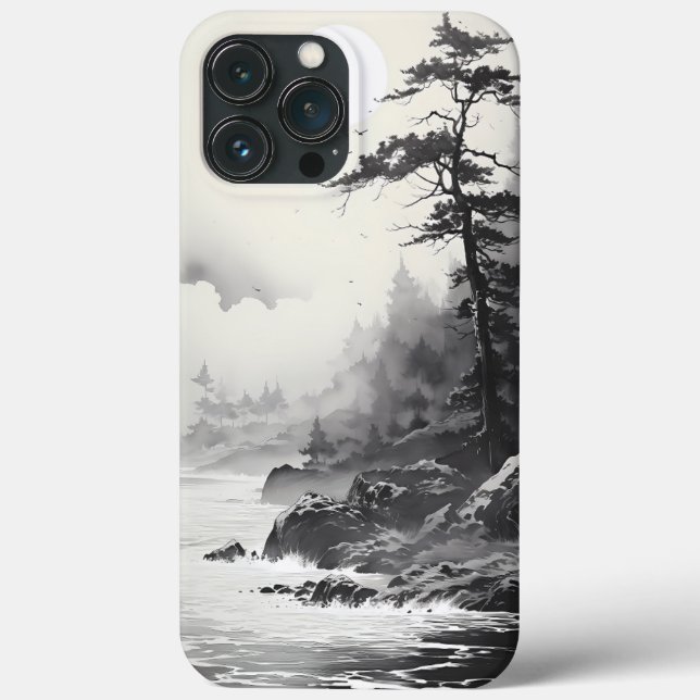 Beach And Forest Ink Style Graphic Case-Mate iPhone Case (Back)