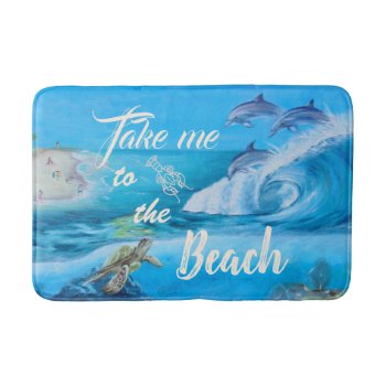 Beach And Marine Life Painting Bath Mat by beachcafe at Zazzle