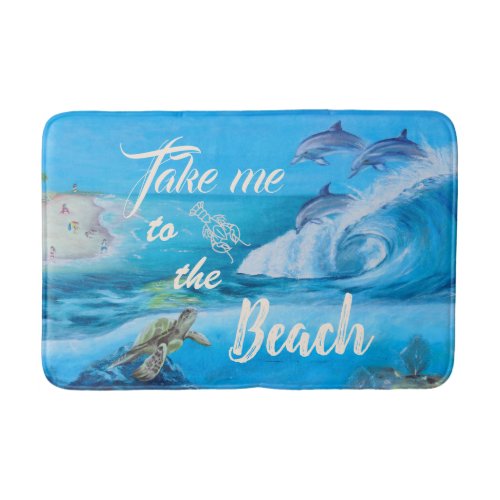 Beach and Marine Life Painting Bath Mat