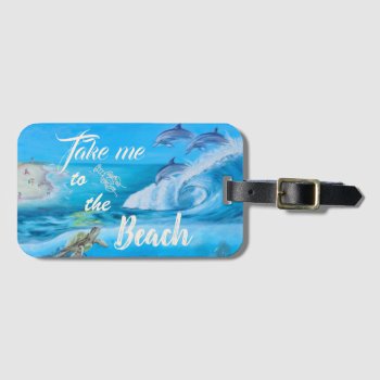 Beach And Marine Life Painting Luggage Tag by beachcafe at Zazzle