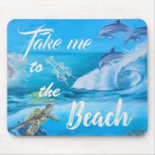 Beach and Marine Life Painting Mouse Pad