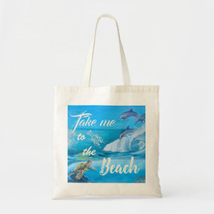 Beach and Marine Life Painting Tote Bag