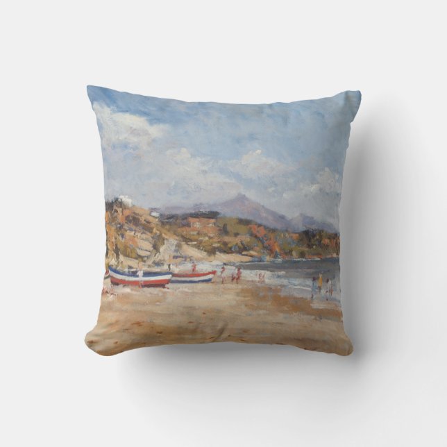 Beach and Mountains Nerja 2001 Throw Pillow (Front)